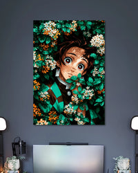 Demon Slayer Tanjiro Floral Portrait Poster