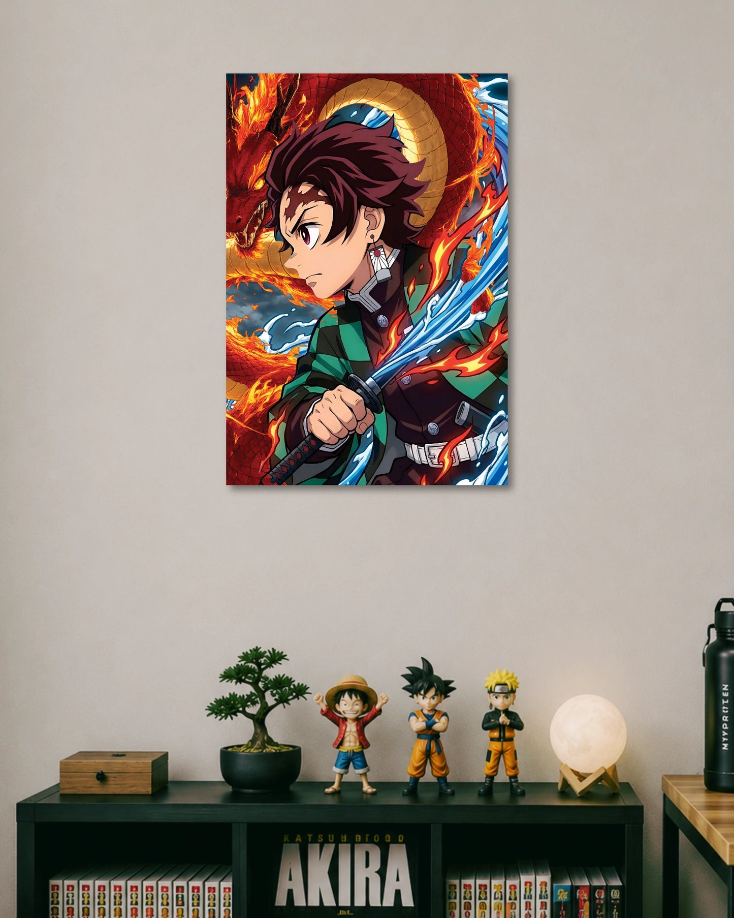 Tanjiro Kamado Dragon Poster artwork with detailed composition 1
