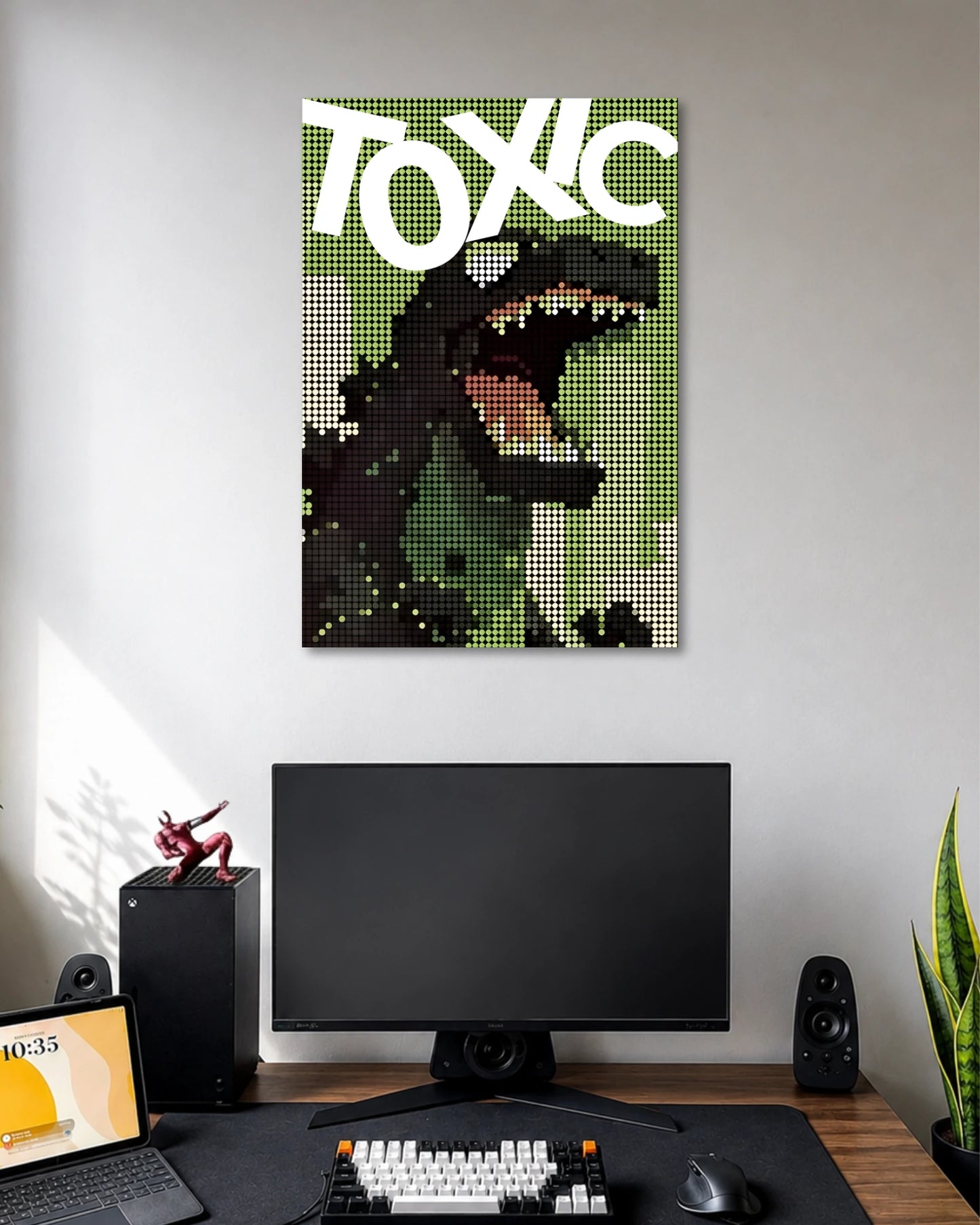 Toxic Dinosaur Halftone Poster poster artwork