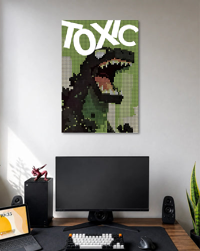 Toxic Dinosaur Halftone Poster poster artwork