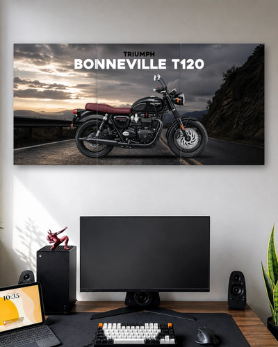 Three-panel Triumph Bonneville T120 3 Piece Poster Set artwork featuring premium detailed design 1