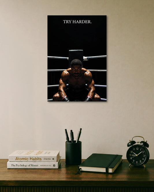 Try Harder Boxing Motivation Poster