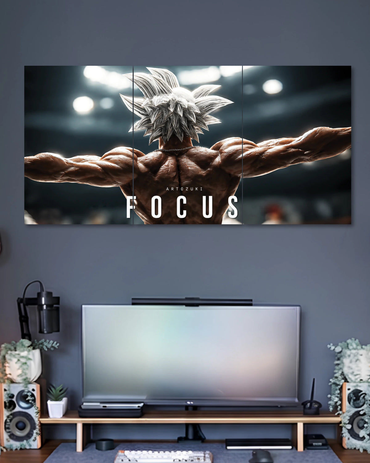 Ultra Instinct Goku Gym Motivation 3 Piece Split Wall Art three-panel artwork 2
