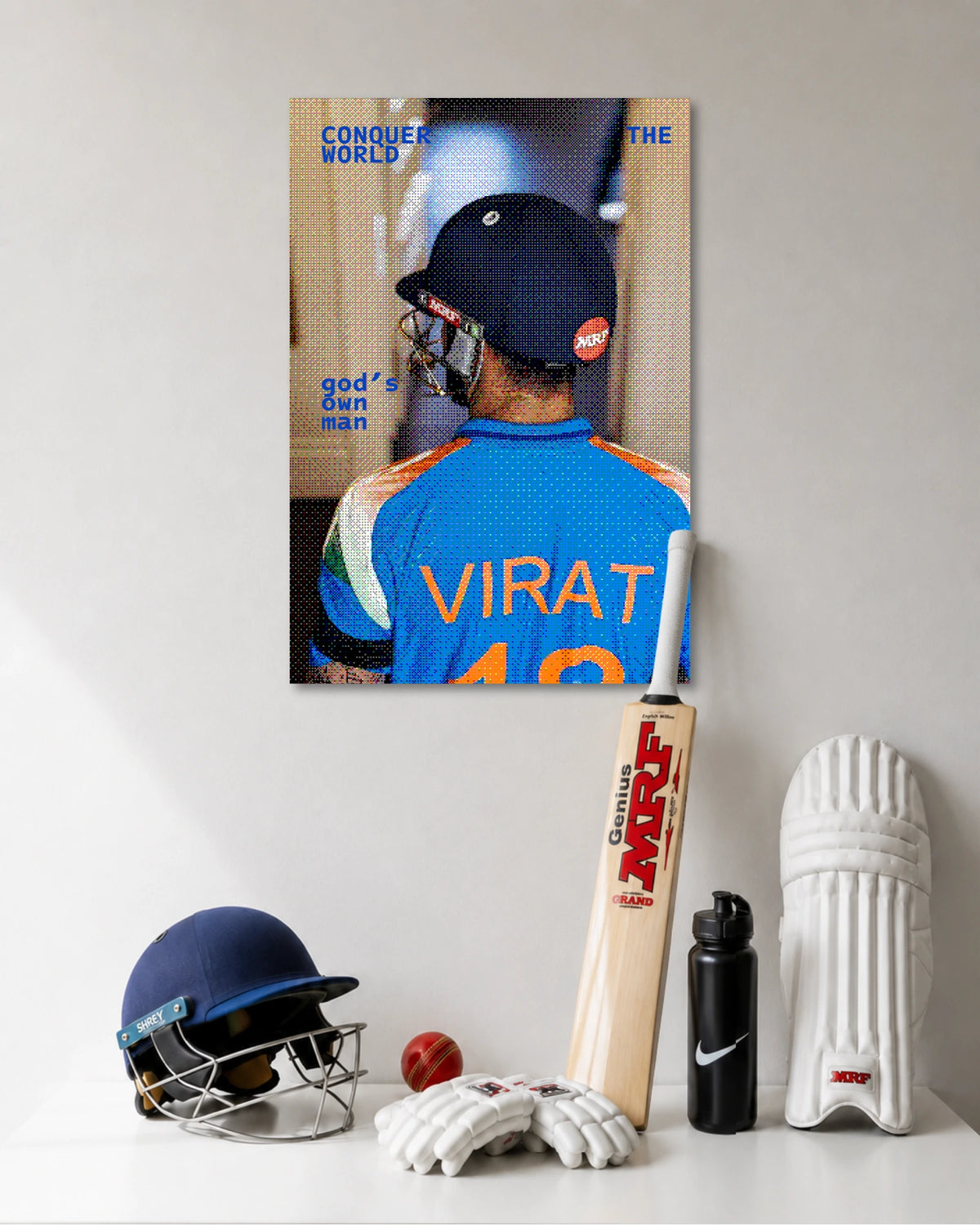 Virat Kohli Conquer the World Cricket Poster poster artwork