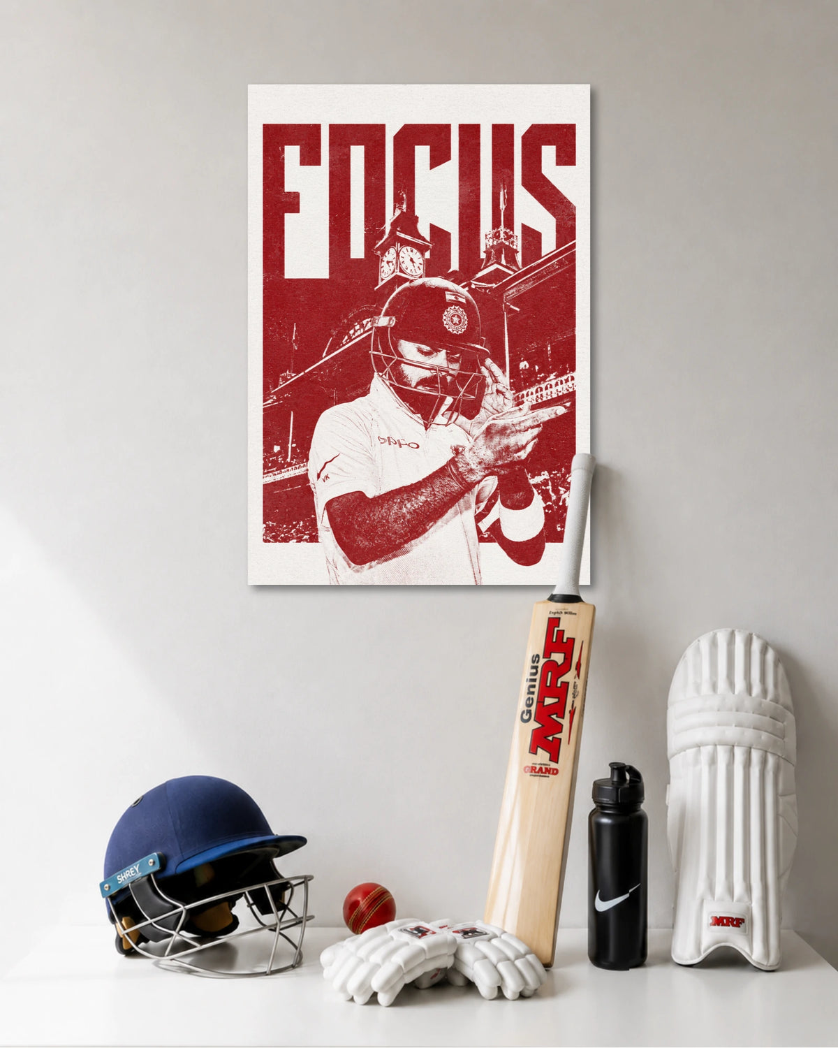 Virat Kohli Focus Bold Typography Cricket Poster poster artwork