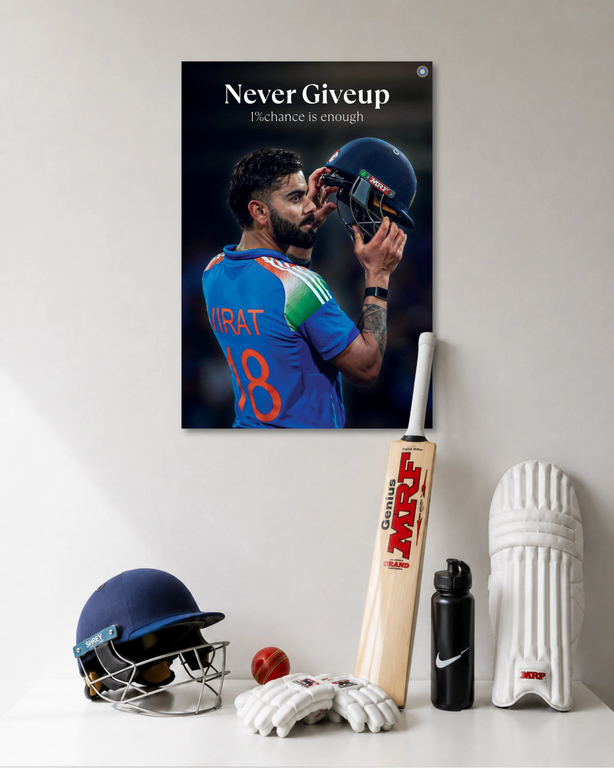 Virat Kohli Never Give Up Poster premium artwork 1