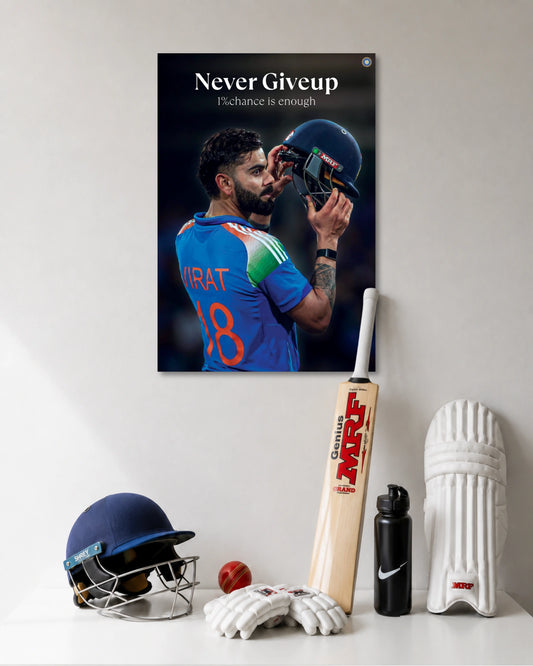Virat Kohli Never Give Up Poster premium artwork 1