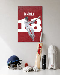 Virat Kohli Number 18 Red Test Cricket Poster poster artwork
