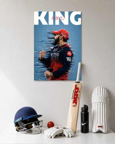 Virat Kohli RCB Glitch Effect Cricket Poster poster artwork