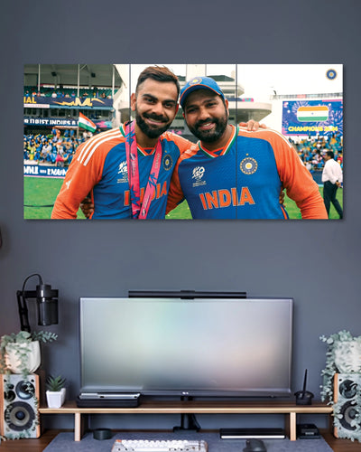 Virat Kohli & Rohit Sharma Champions 3 Piece Poster Set premium artwork 2