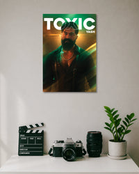 Yash Toxic Movie Poster poster design: Add a bold cinematic look to your wall with this Yash Toxic poster. The dark styling, rugged appearance and prominent title create a striking design for fans of Yash and his upcoming film.