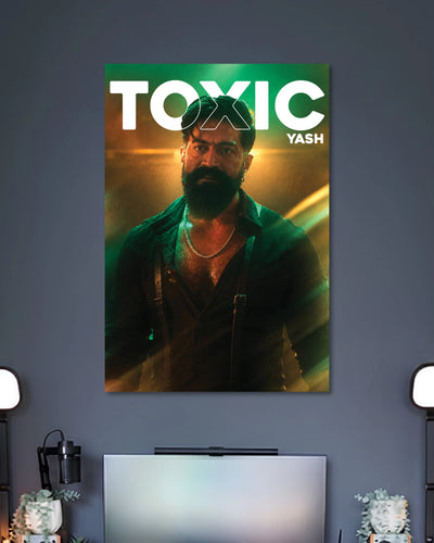 Yash Toxic Movie Poster poster design: Add a bold cinematic look to your wall with this Yash Toxic poster. The dark styling, rugged appearance and prominent title create a striking design for fans of Yash and his upcoming film.