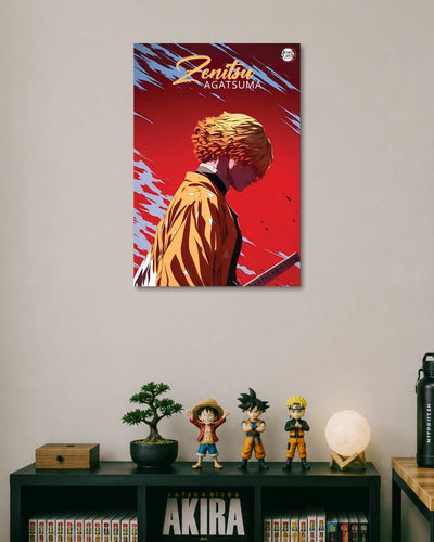 Zenitsu Agatsuma Crimson Poster artwork with detailed composition 1