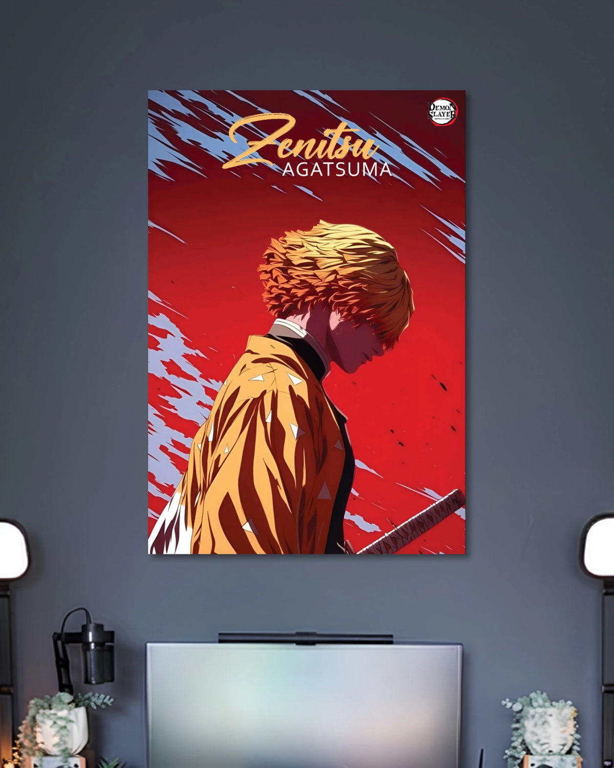 Zenitsu Agatsuma Crimson Poster artwork with detailed composition 2