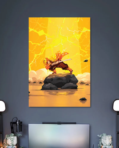 Zenitsu Thunder Breathing Poster artwork with detailed composition 2